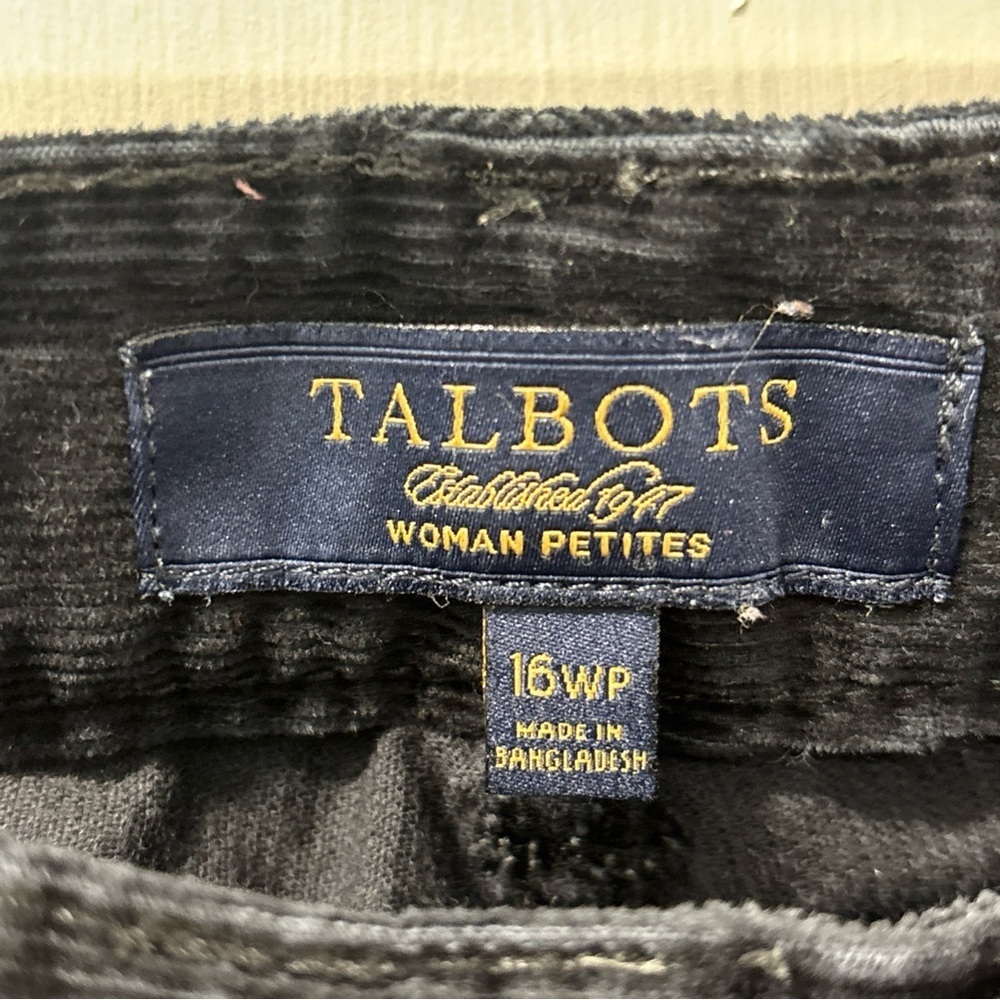 Talbots Women’s Signature Boot Cut Corduroy Pants Size 16W Petite Black Stretch - Picture 2 of 6